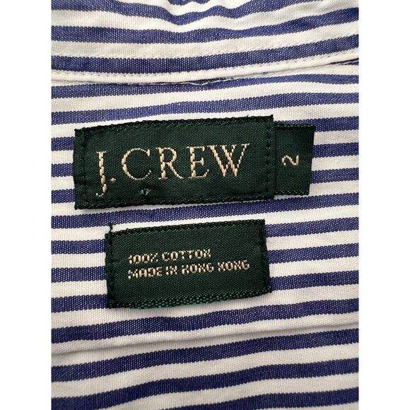 VTG J Crew Button Up Shirt Blue White Stripe Cotton Long Sleeve Women's 2 - Picture 4 of 9
